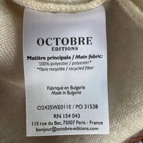 Octobre Editions Callan Fleece Jacket Pullover Ecru/Green XL Fall Winter Classic - Picture 8 of 9